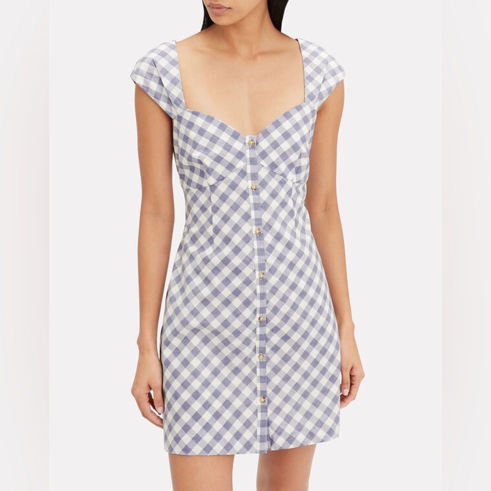 SAYLOR Hadleigh Gingham Mini Dress In Navy/Gingham Size S